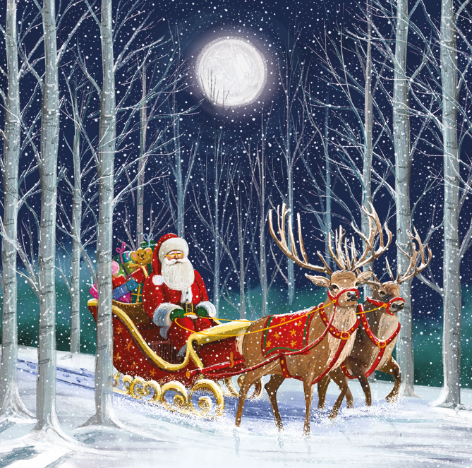 1. Woodland Sleigh Ride Christmas Card